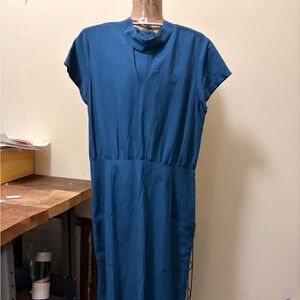 Chic Teal Midi Dress for Women